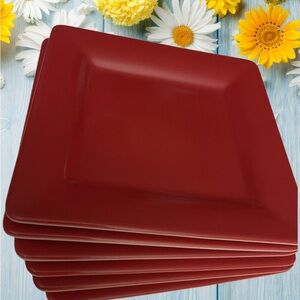 6 Villeroy & Boch 6” Red Wonderful World Sandwich / Dessert Plates